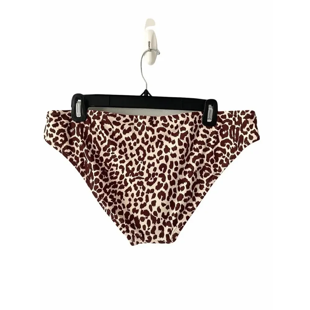J. Crew NWTS Leopard Cheetah Animal Print Bikini Bottoms size large Brown Cream